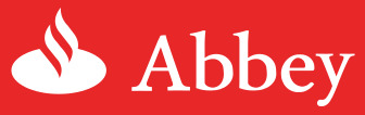 Logo blanco de Abbey con símbolo gráfico de Santander.