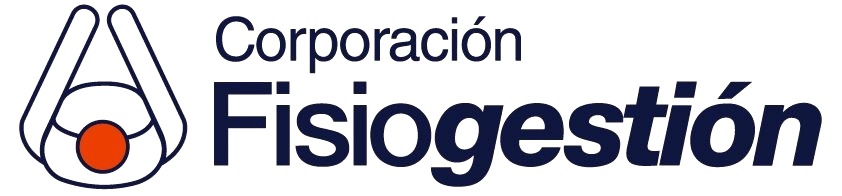 Logo de Corporación Fisiogestión en azul marino con un ícono de salud.