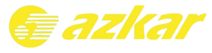 Logo de Azkar en amarillo con tipografía moderna.