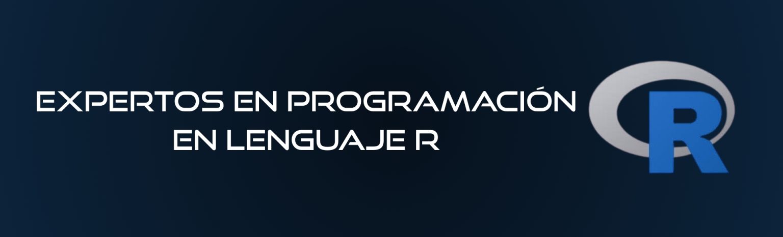 Texto de expertos en lenguaje R con logotipo gris y azul – programación estadística – Nattia Digital Solutions en Madrid