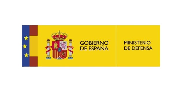 Logo del Ministerio de Defensa del Gobierno de España con bandera y escudo oficial.