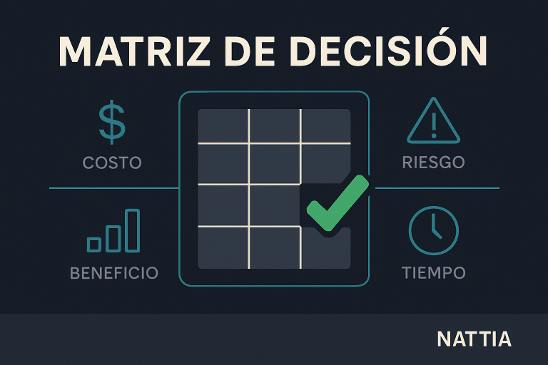 inteligencia artificial en una portada editorial con checklist, iconos de datos y una lupa sobre un modelo de texto
