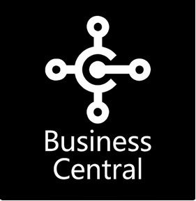 Logotipo de Microsoft Dynamics 365 Business Central en blanco sobre negro – ERP para pymes en Madrid