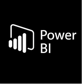 Logotipo de Power BI en blanco sobre fondo negro – inteligencia empresarial con Power BI por Nattia Digital Solutions en Madrid